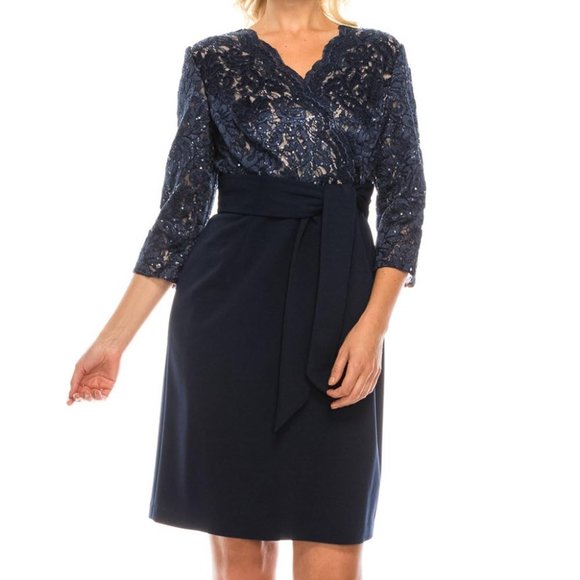 Alex Evenings Navy Sparkle Evening Dress - Picture 1 of 4